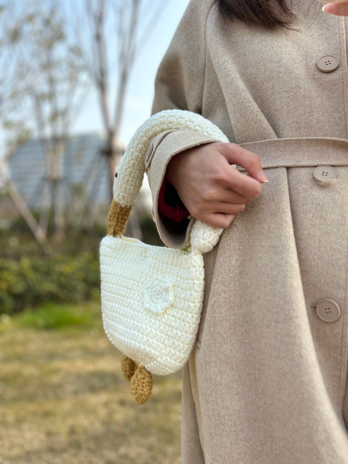 Loop Studio handcrafted bag - milk cotton crossbody
