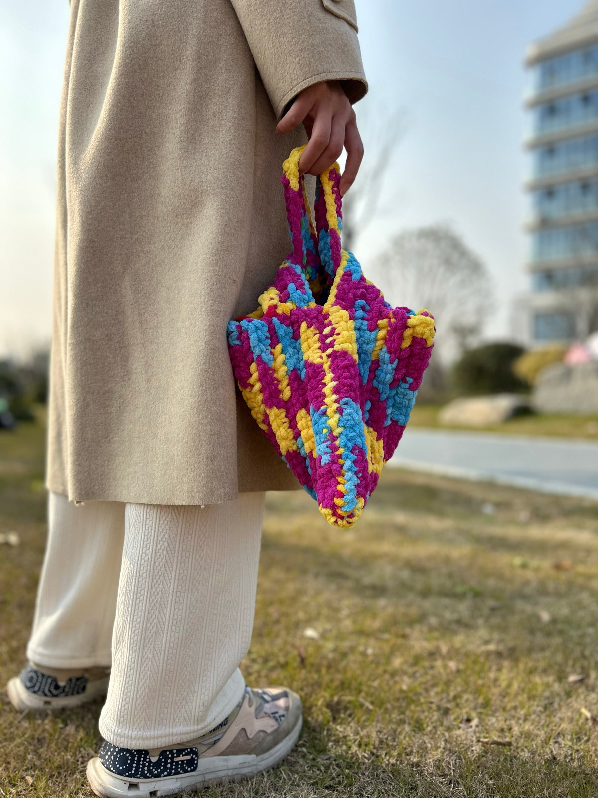 Loop Studio handcrafted bag - milk cotton crossbody