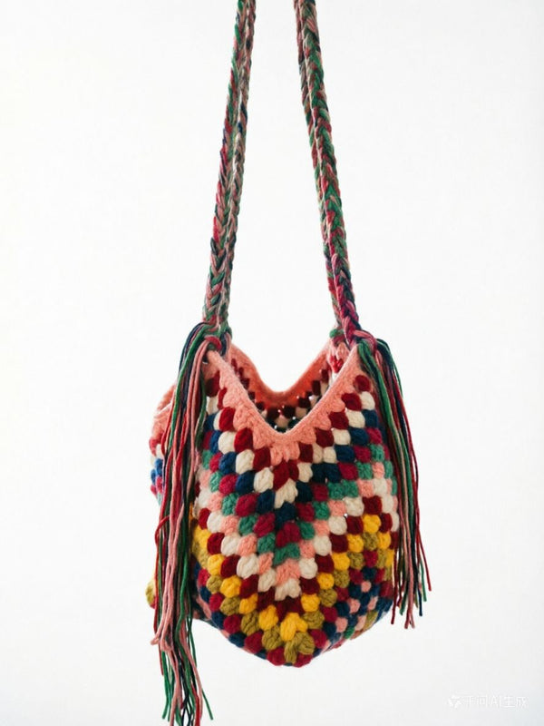 Milk cotton yarn hand-knitted crossbody bag by Loop Studio — lightweight everyday bag